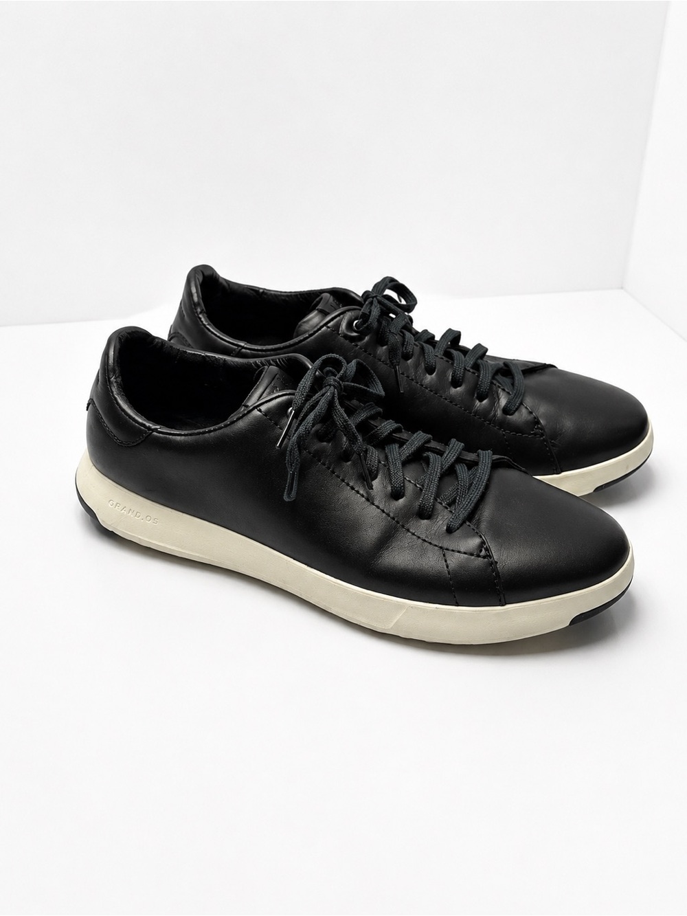 Cole Haan Black Leather GrandPro Lace-Up Sneakers